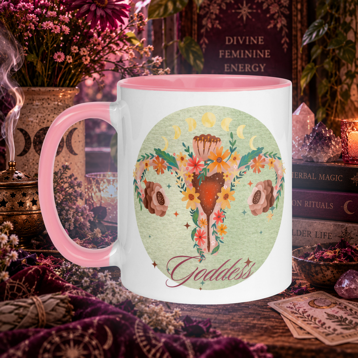 Divine Feminine | Goddess Floral Moon Mug