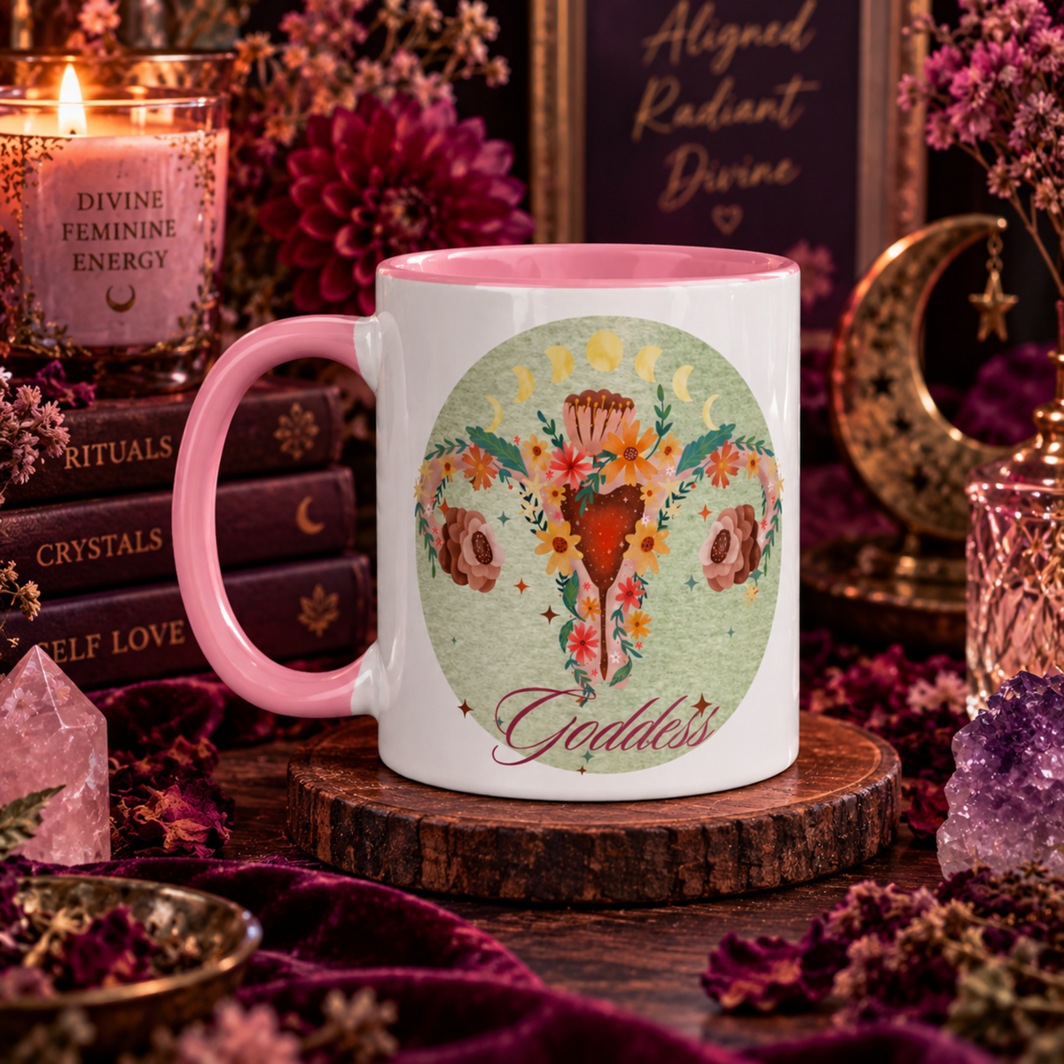 Divine Feminine | Goddess Floral Moon Mug