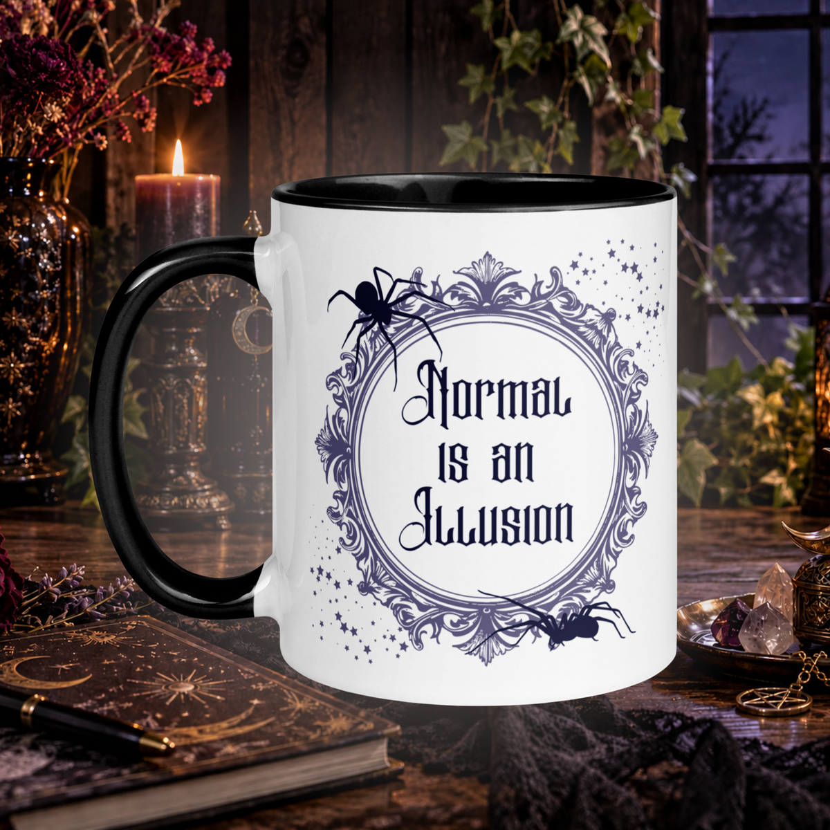 Normal Is an Illusion | Gothic Spider Mug