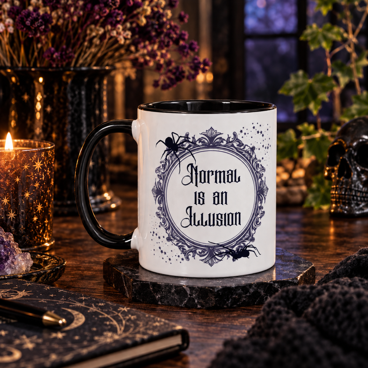 Normal Is an Illusion | Gothic Spider Mug