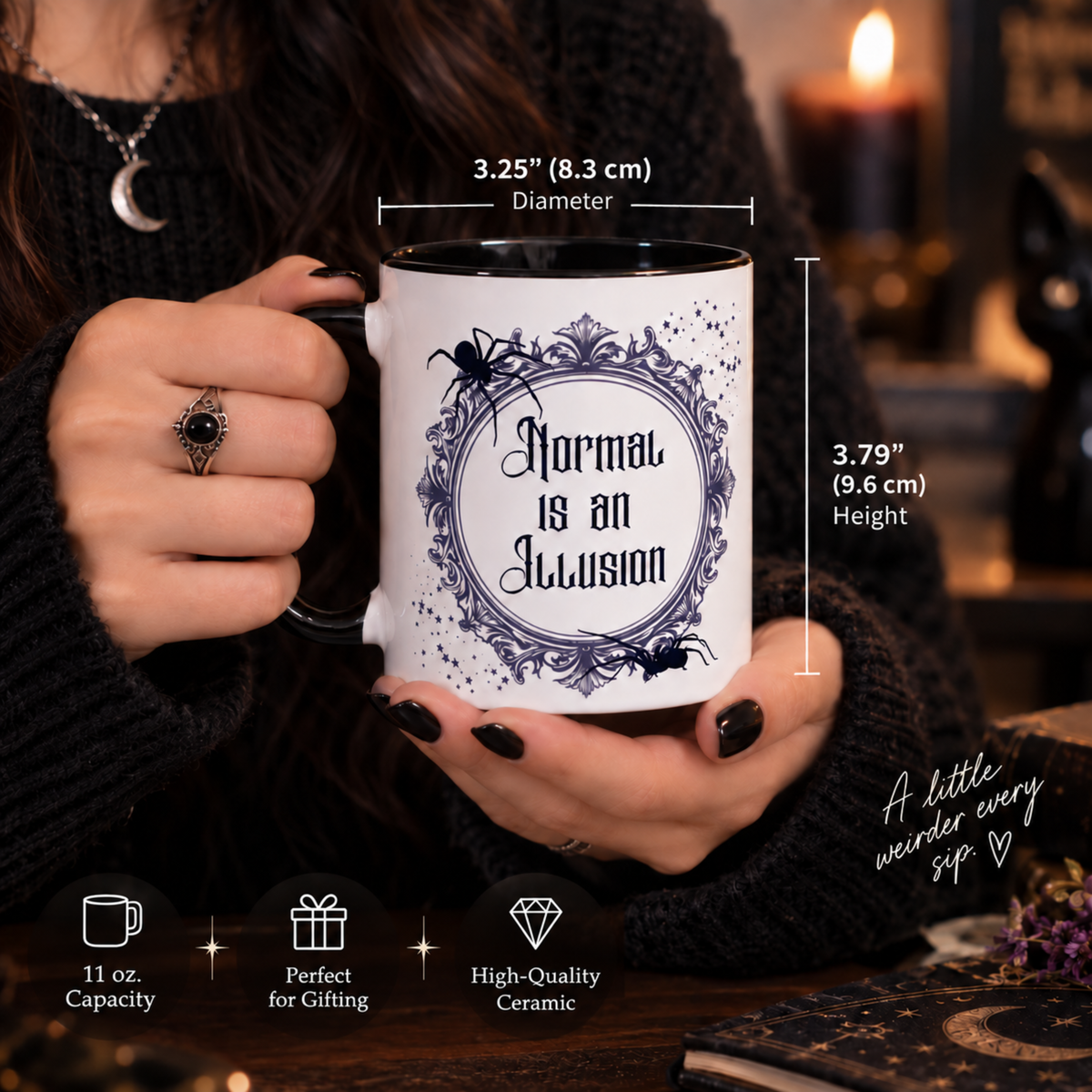 Normal Is an Illusion | Gothic Spider Mug