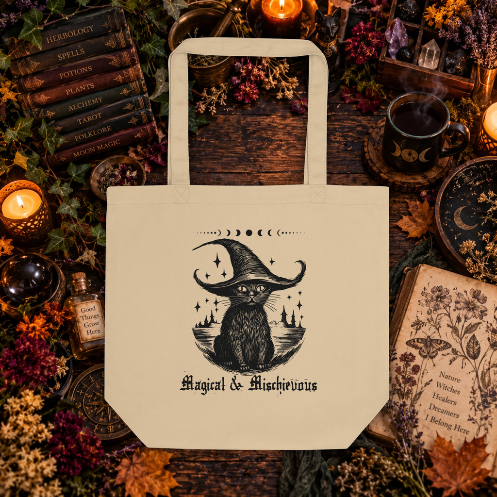 Magical & Mischievous | Witchy Black Cat Eco Tote Bag