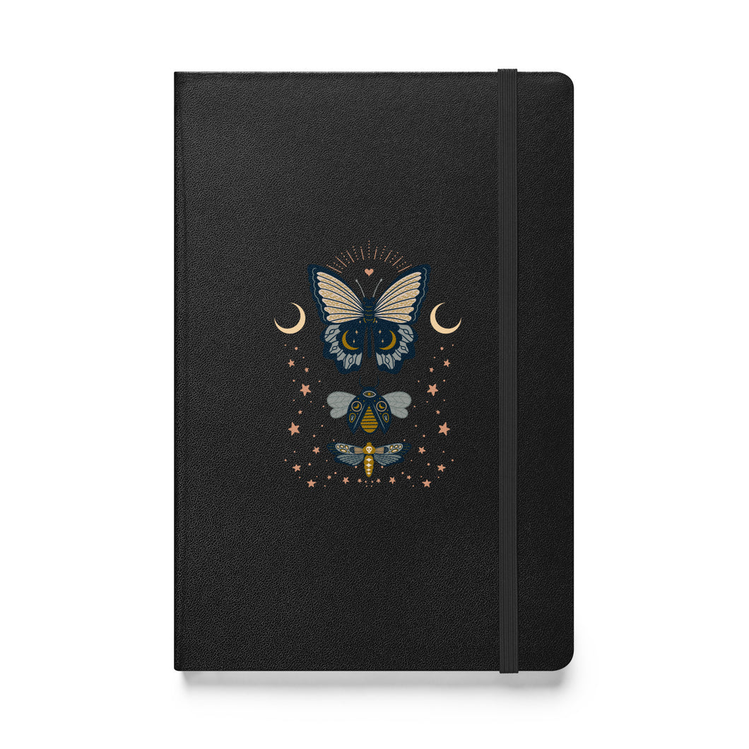 Boho Night Moon Butterfly - Hardcover Bound Notebook