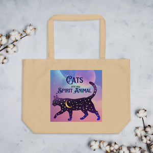 Cats Are My Spirit Animal - Large Organic Tote Bag