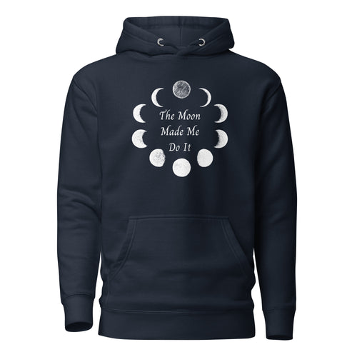 unisex navy blue hoodie with image phrase 