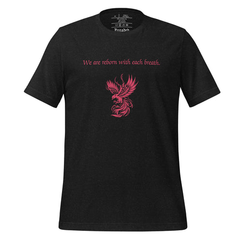 unisex black heather  t-shirt, with image phrase: 