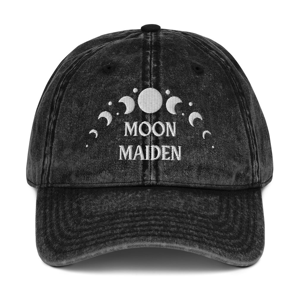 vintage denim cap black, with image phrase: 