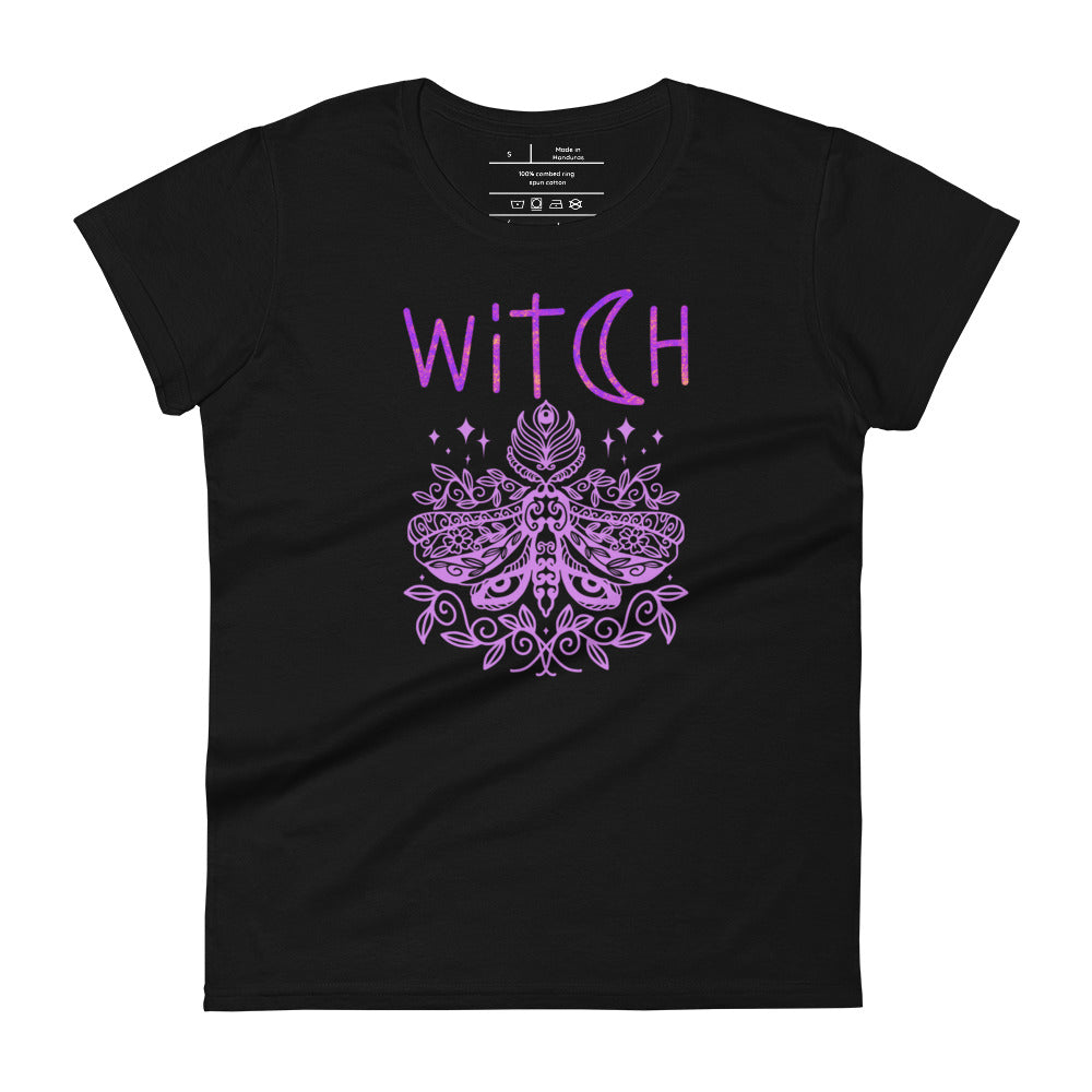 women's black t-shirt t-shirt with image phrase: 