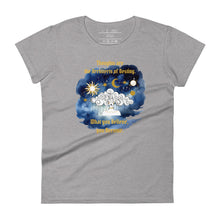 Load image into Gallery viewer, women&#39;s heather grey t-shirt, with image phrase: &quot;Thoughts Are The Architects of Your Destiny.&quot; Front View
